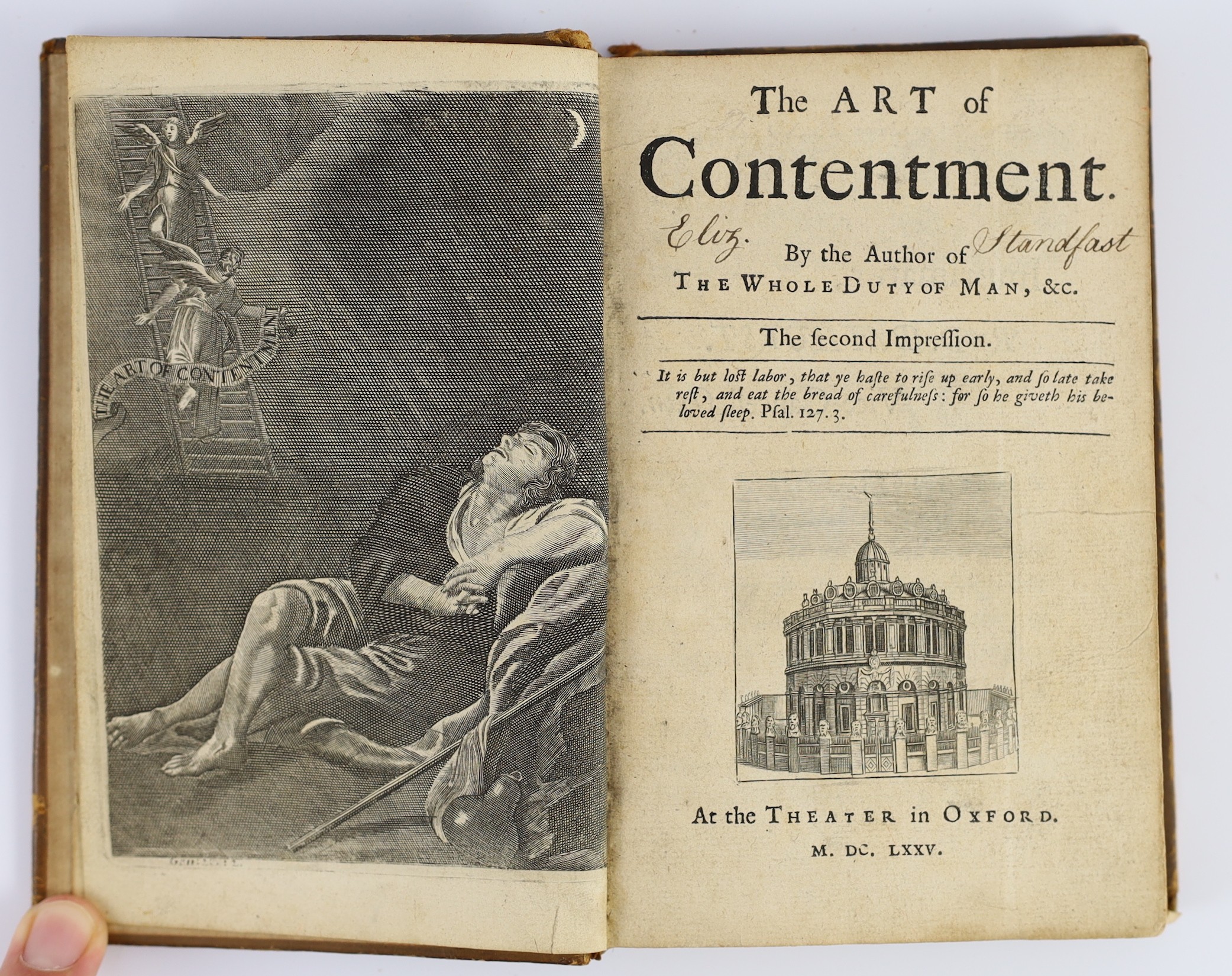 [Allestree, Richard] - The Art if Contentment, 2nd edition, 8vo, original calf, scuffed and worn, with engraved frontis, Oxford, 1775 and Clarendon, Edward Hyde - The Life of Edward Earl of Clarendon…Written by Himself,